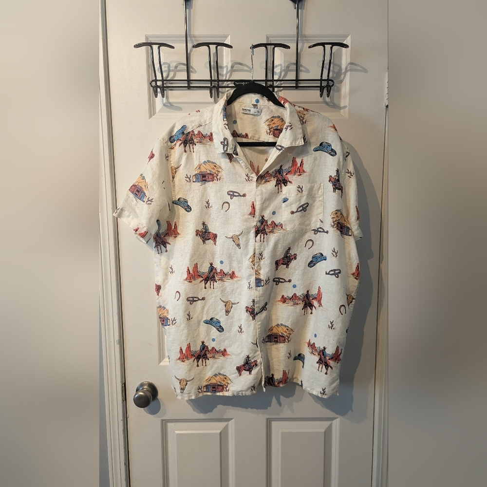 Sonoma Cream Western-Themed Casual Shirt